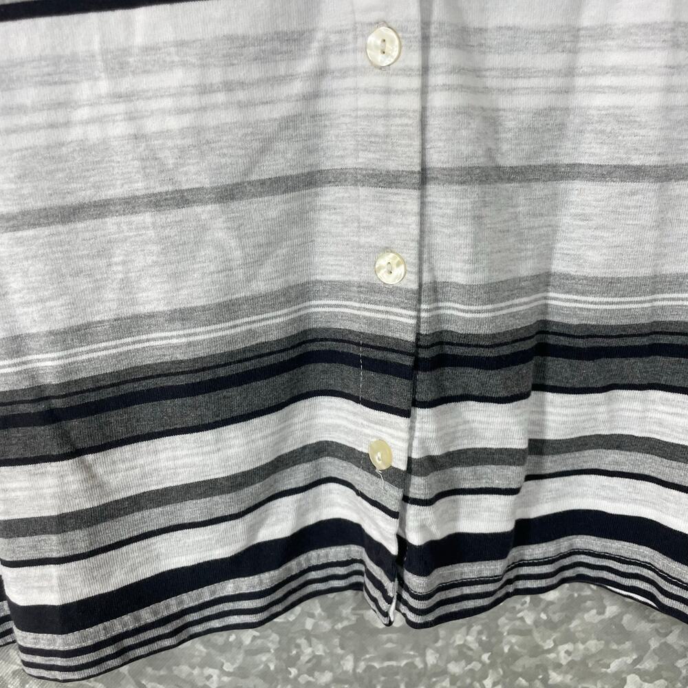 Classic Elements Gray Striped Button Front Top - … - image 3